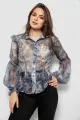 Блуза жіноча з принтом шифонова, колір сірий, 230R1503-1 - Фото 1