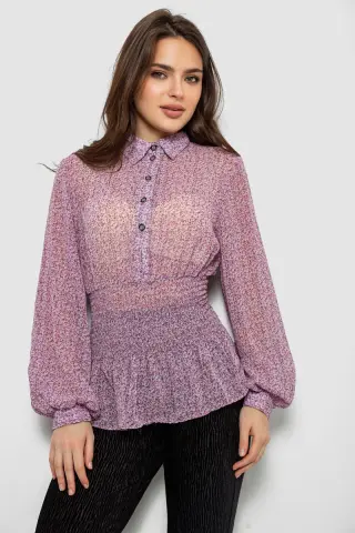 Блуза жіноча з принтом шифонова, колір бузковий, 230R1502