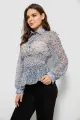Блуза жіноча з принтом шифонова, колір синій, 230R1502 - Фото 3