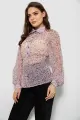 Блуза жіноча з принтом шифонова, колір рожевий, 230R1502 - Фото 3