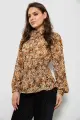Блуза жіноча з принтом шифонова, колір коричневий, 230R1502-3 - Фото 3