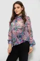 Блуза жіноча з принтом шифонова, колір бузковий, 230R1502-1 - Фото 3