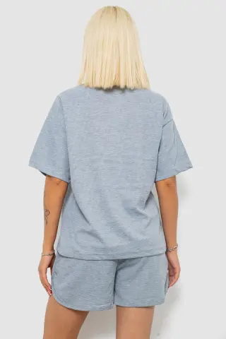 Жіночий костюм футболка та шорти трикотаж, колір сірий, 221R6815