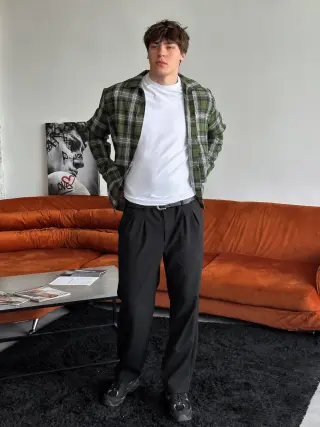 Сорочка флан зелений