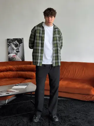 Сорочка флан зелений