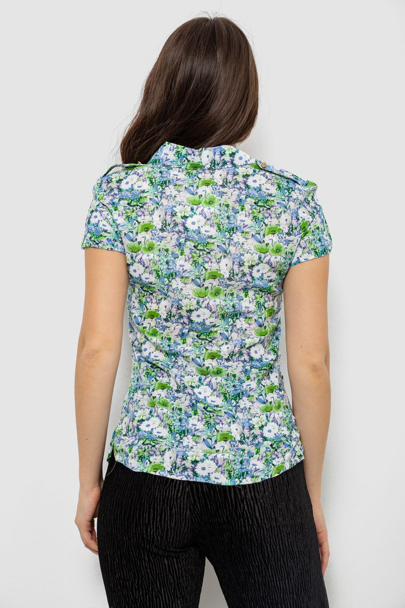 Блуза жіноча з принтом, колір синьо-зелений, 230R1507