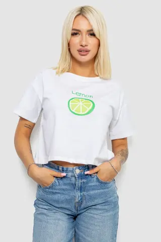Футболка жіноча з принтом, колір білий, 221R9904