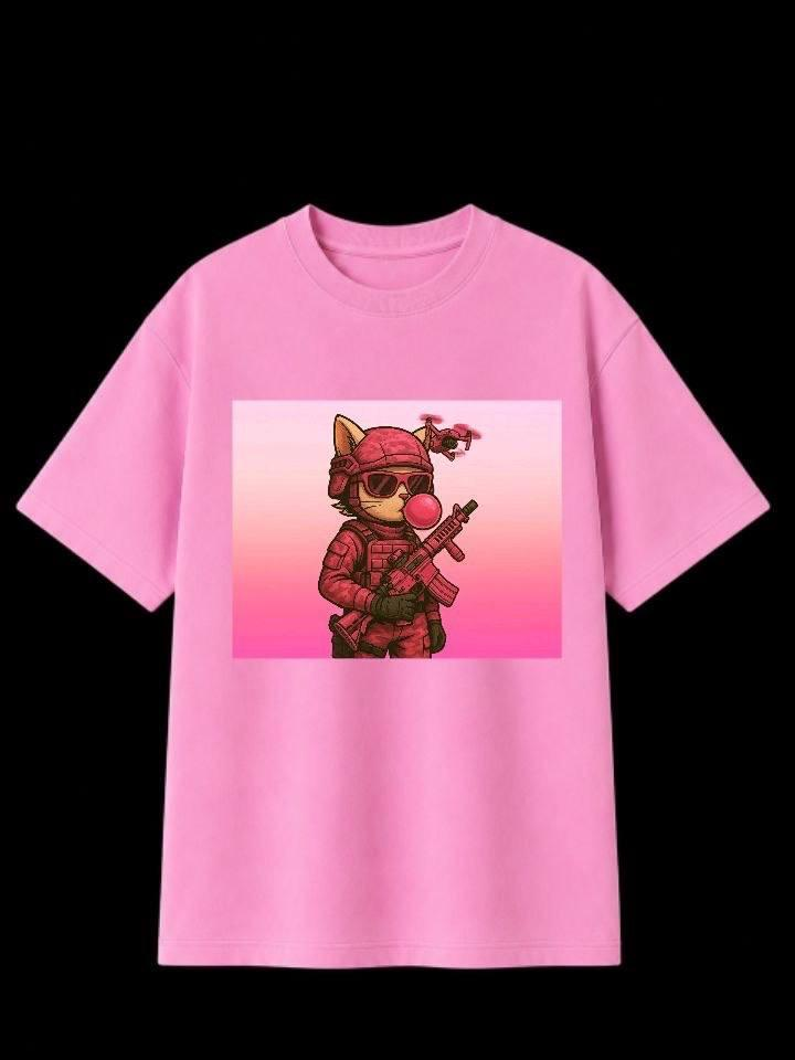 Pink T-shirt Kitty Chewing Gum