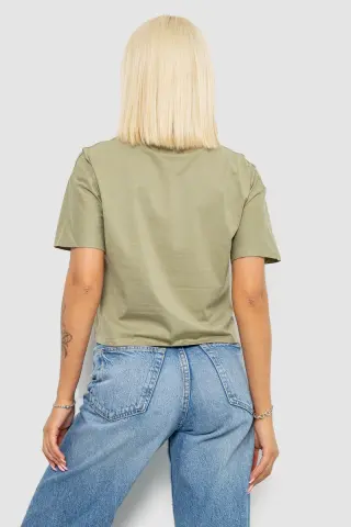 Футболка жіноча з принтом, колір оливковий, 221R9903