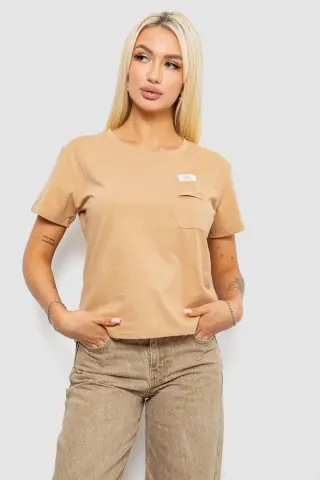 Футболка жіноча з принтом, колір бежевий, 221R330