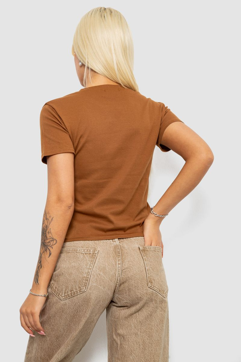 Футболка жіноча з принтом, колір коричневий, 221R155