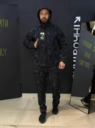 Softshell Tactical Suit Fleece-Lined, Black Python Camo