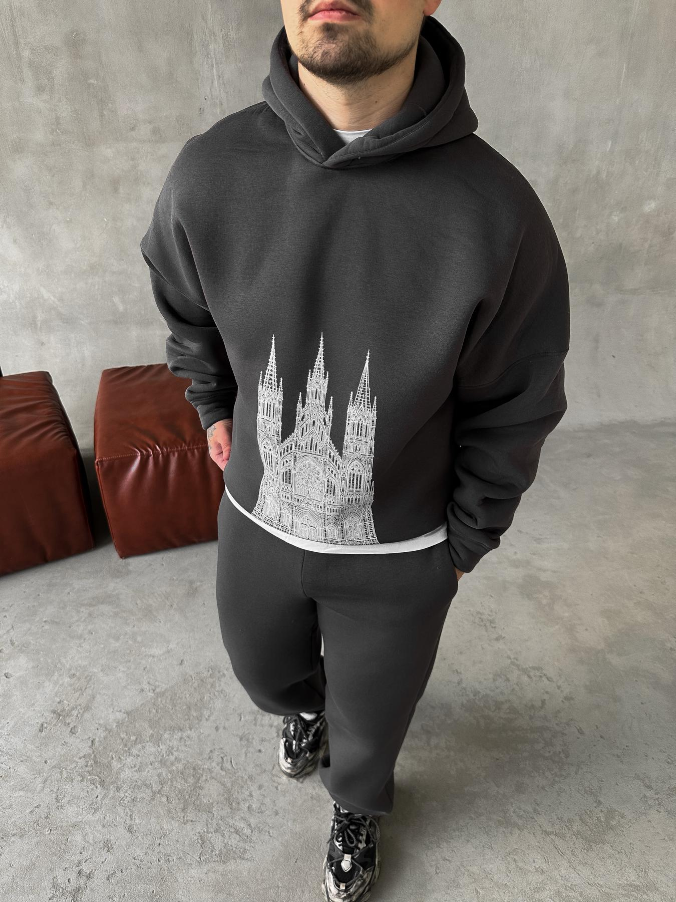 Hoodie pants graphite tower print
