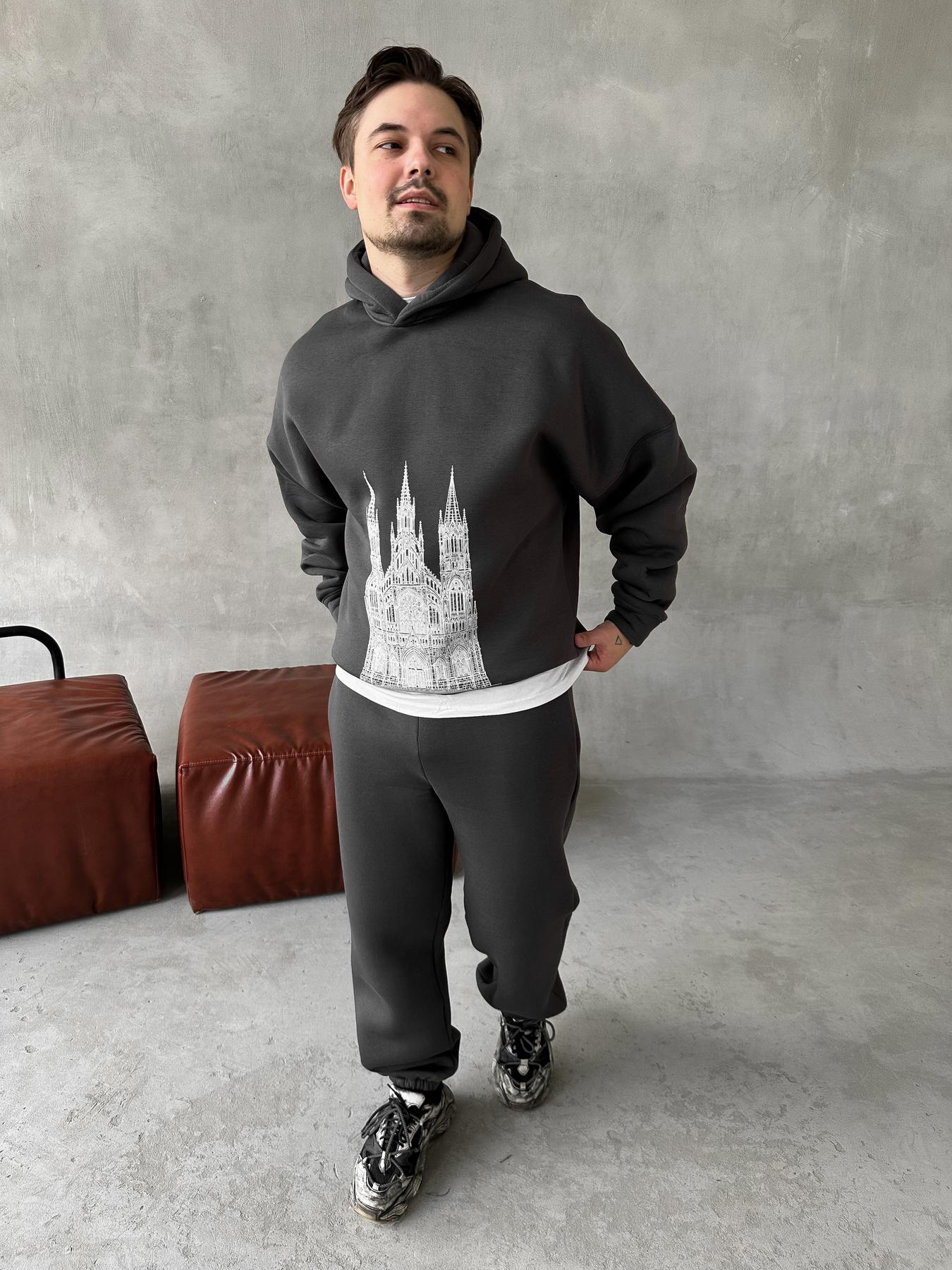 Hoodie pants graphite tower print
