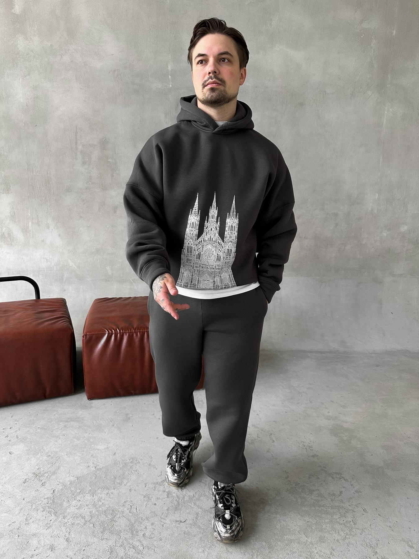 Hoodie pants graphite tower print