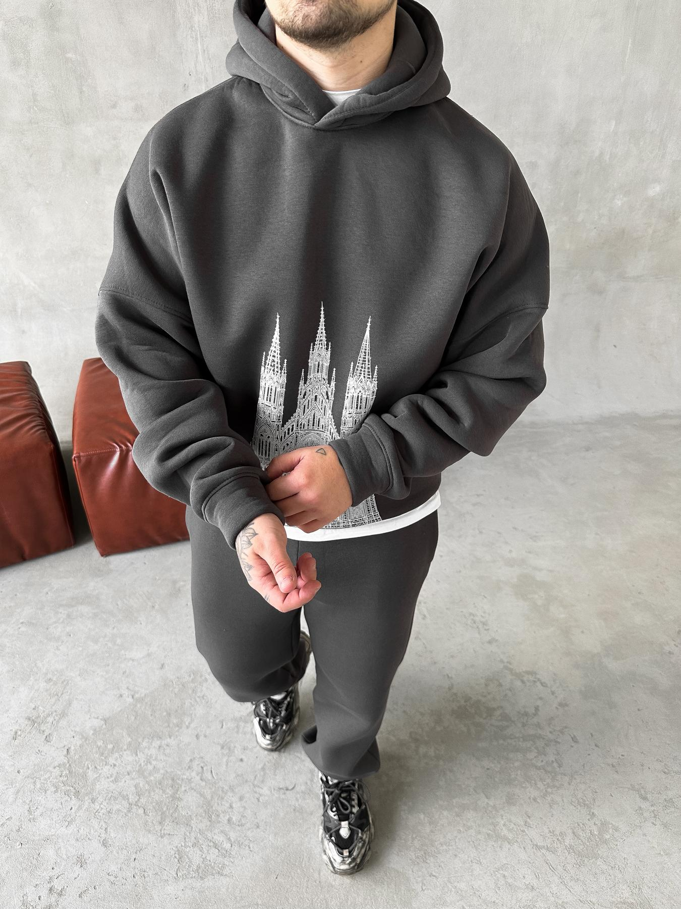 Hoodie pants graphite tower print