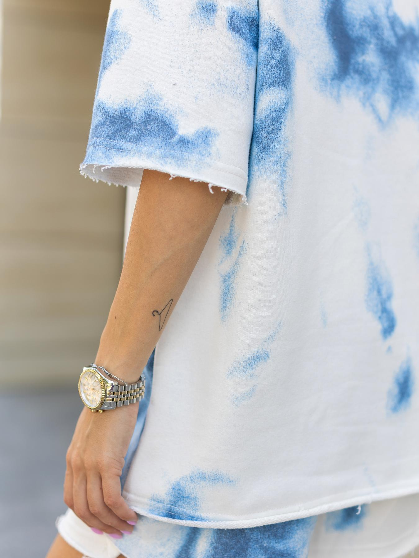 Комплект жіночий "Tie-dye" футболка + шорти блакитний #