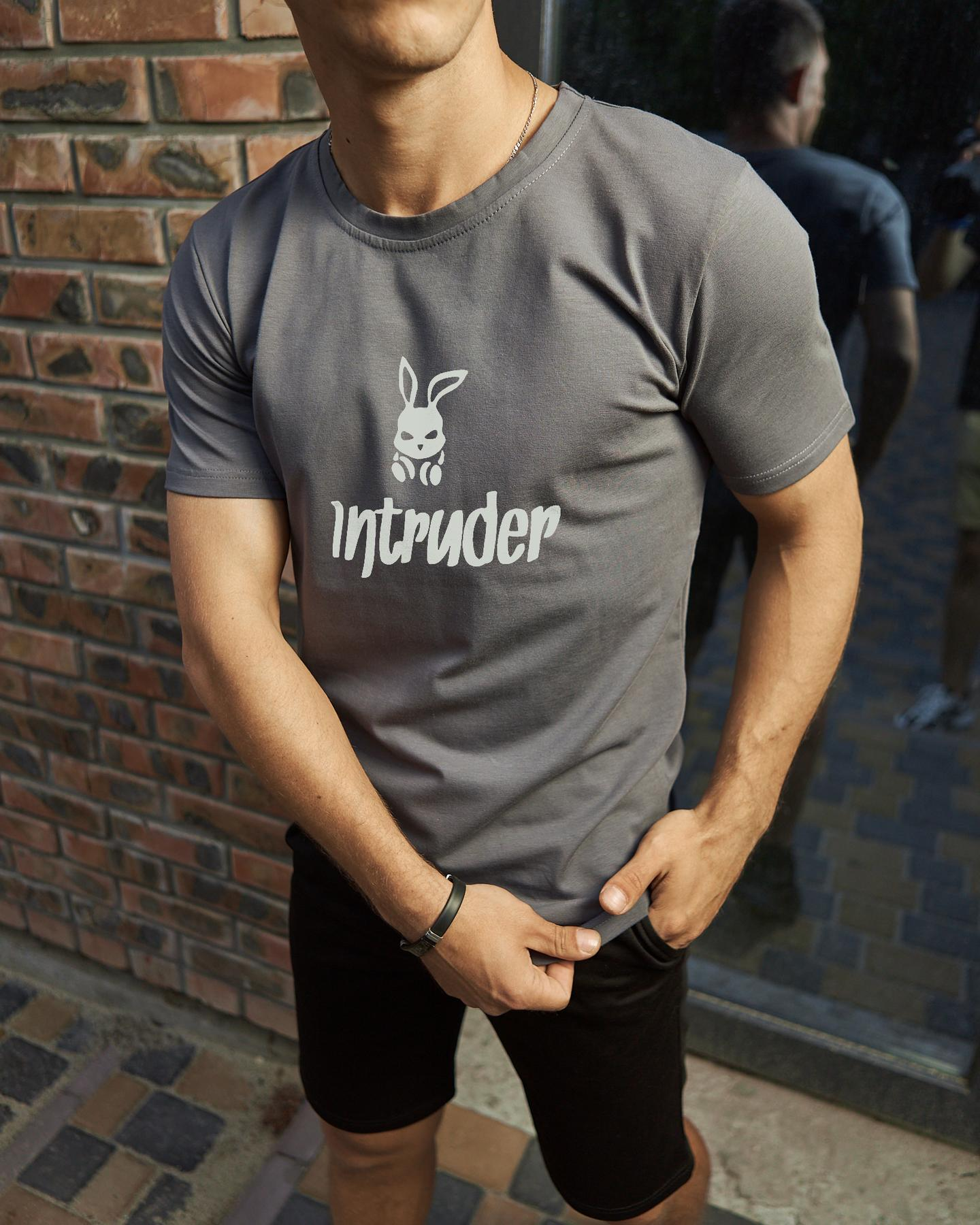 Футболка чоловіча "Bunny" Intruder темно-сіра Завжди в наявності ✅