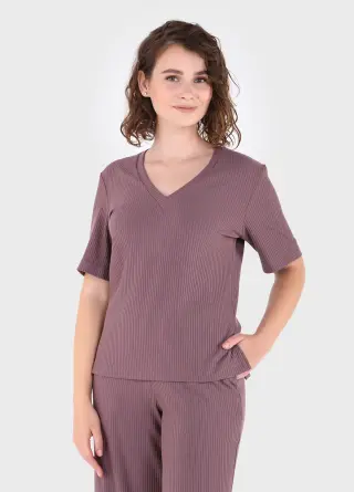 Women's flared ribbed pants in purple Merlini Amaranti