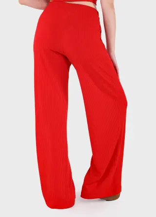 Women's Flared Ribbed Pants in Red Merlini Amaranti