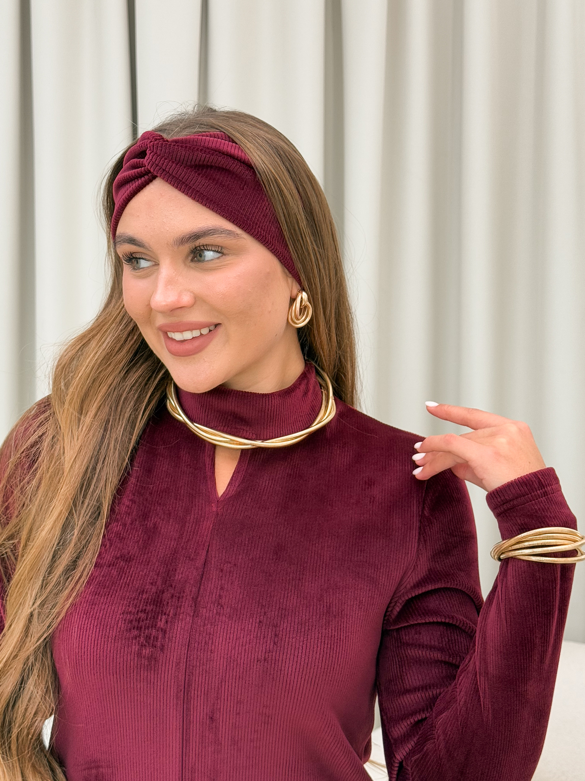 Warm Long Burgundy Fleece Dress Merlini Rento