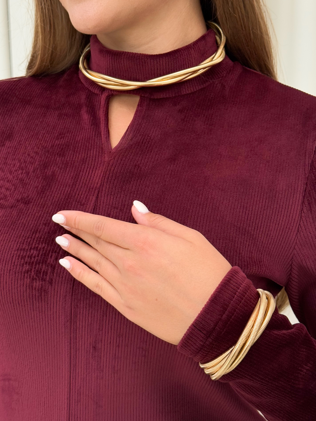 Warm Long Burgundy Fleece Dress Merlini Rento