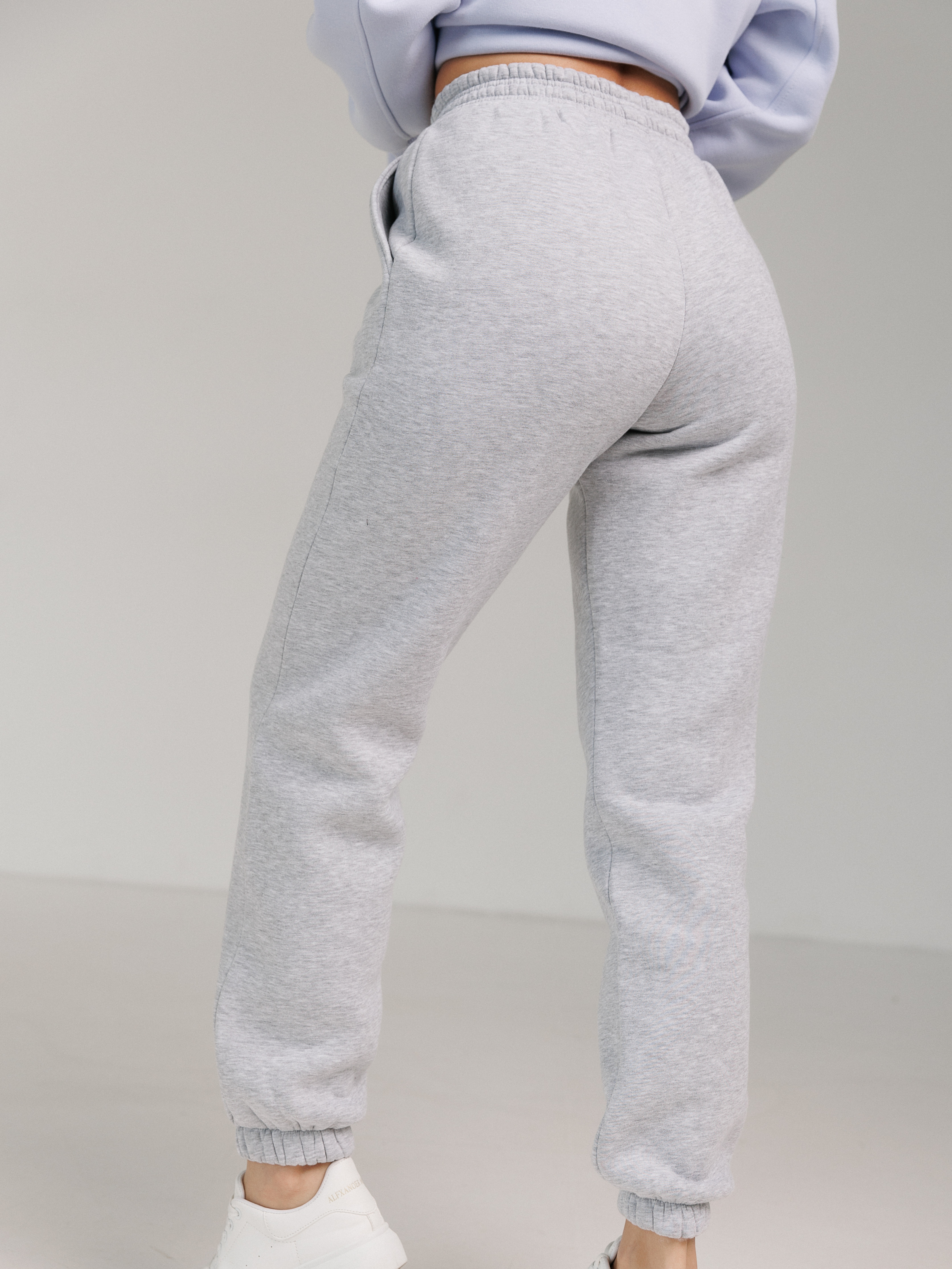Basic joggers gray melange on fleece