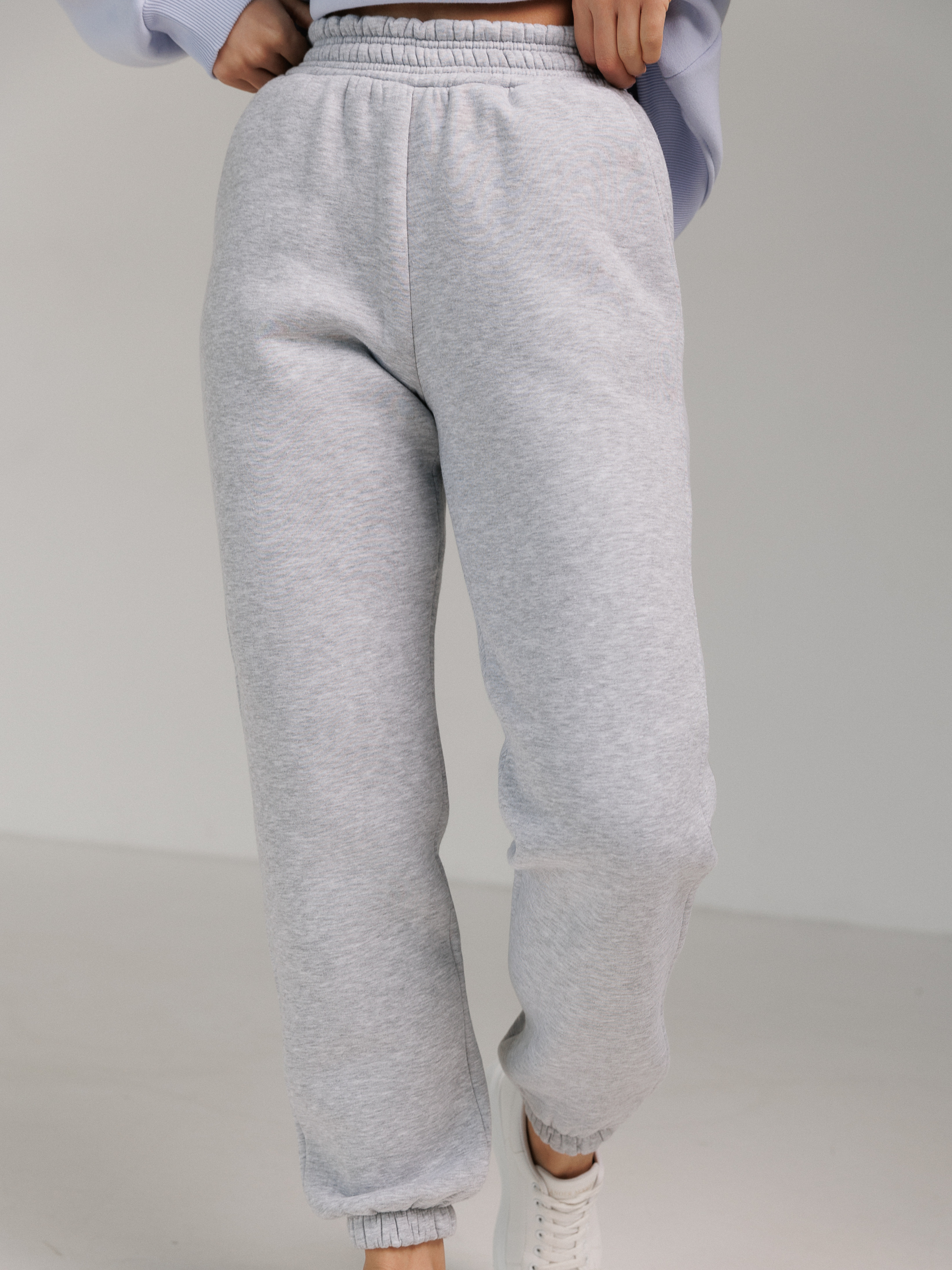 Basic joggers gray melange on fleece