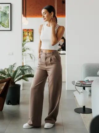 Camel Palazzo Pants