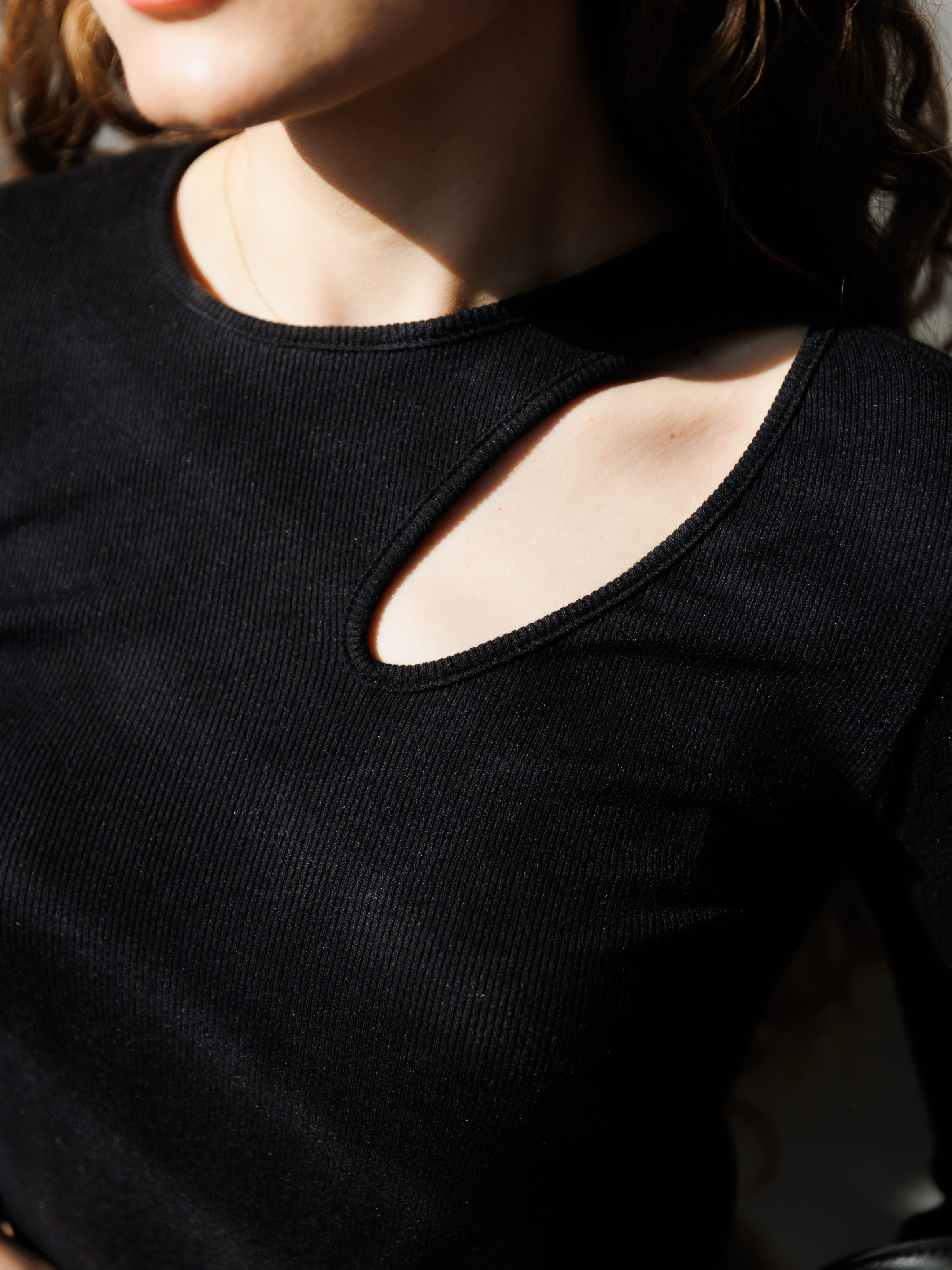 Black Long Sleeve Top with Cutout