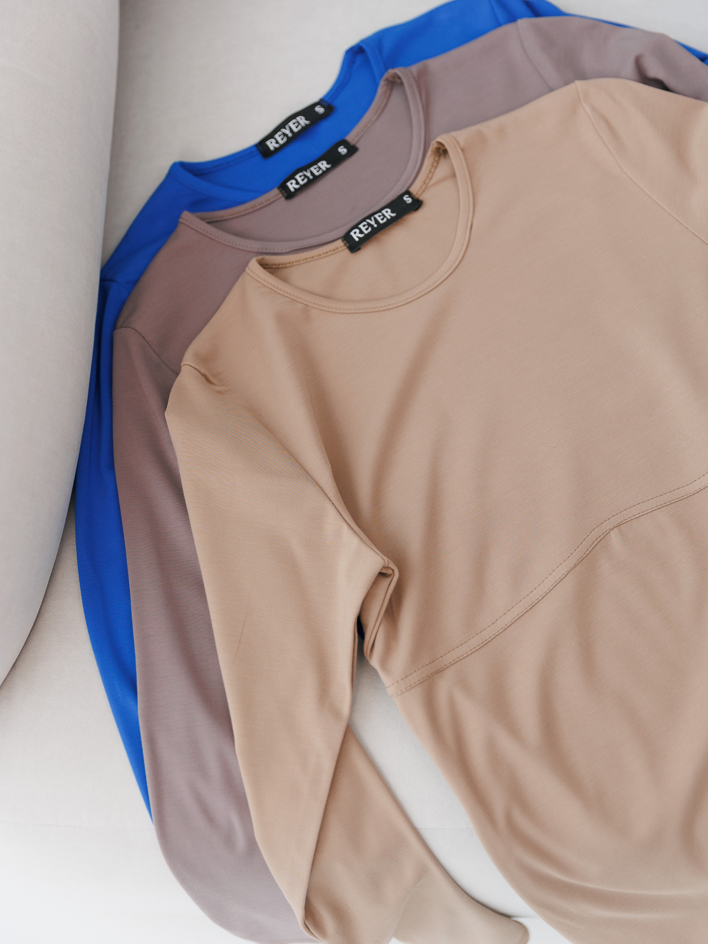 Nicki Long Sleeve Top in Beige with Seam