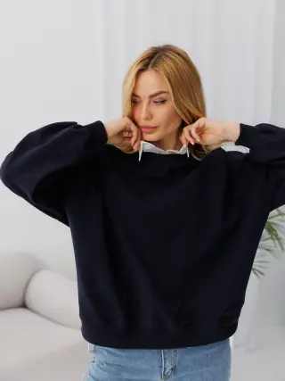 MAY Sweatshirt dark blue three-thread loop