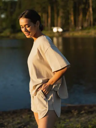 Спортивний літній костюм Емілі бежевий
