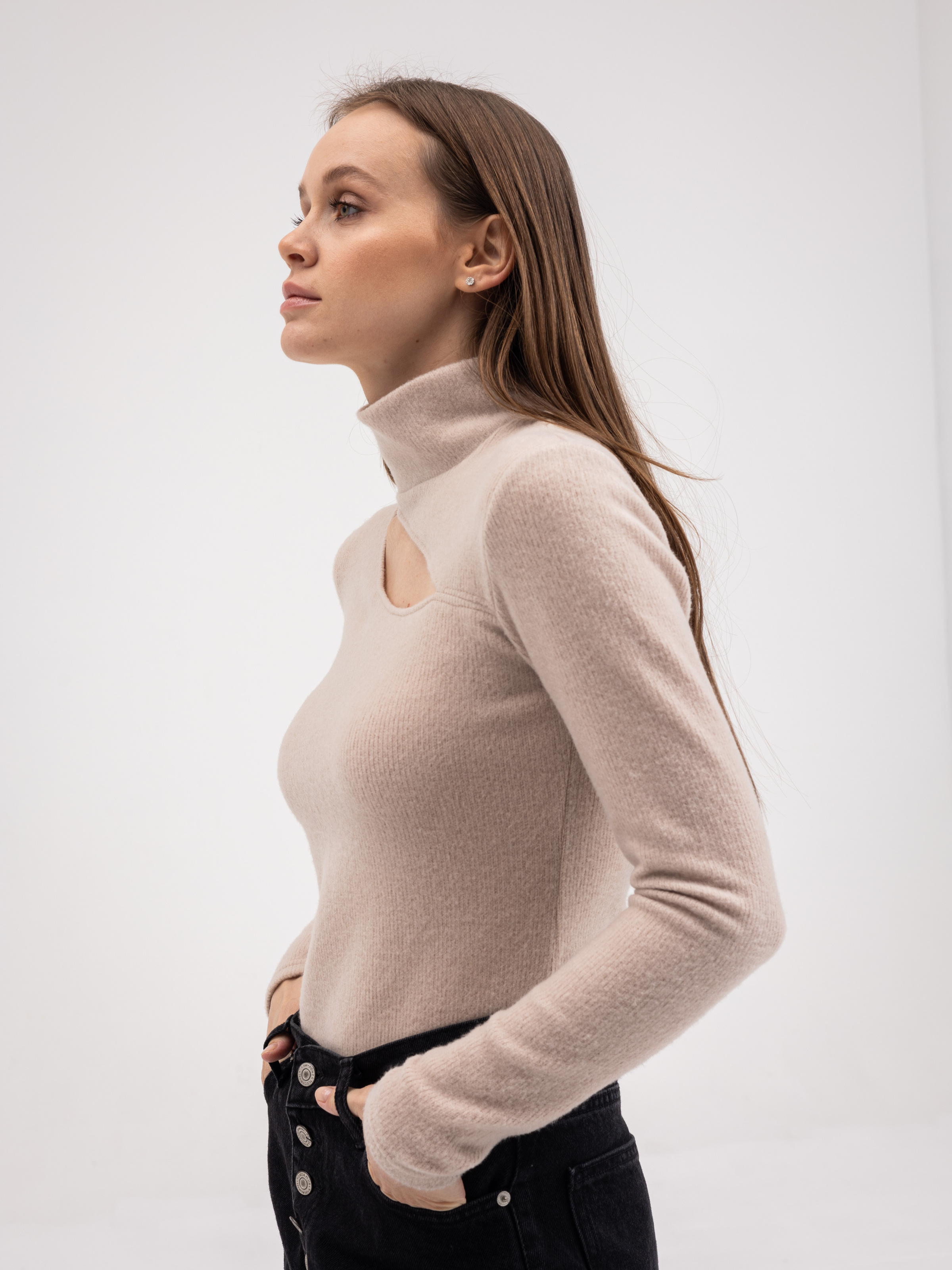 Beige Keri Long Sleeve with Cutout