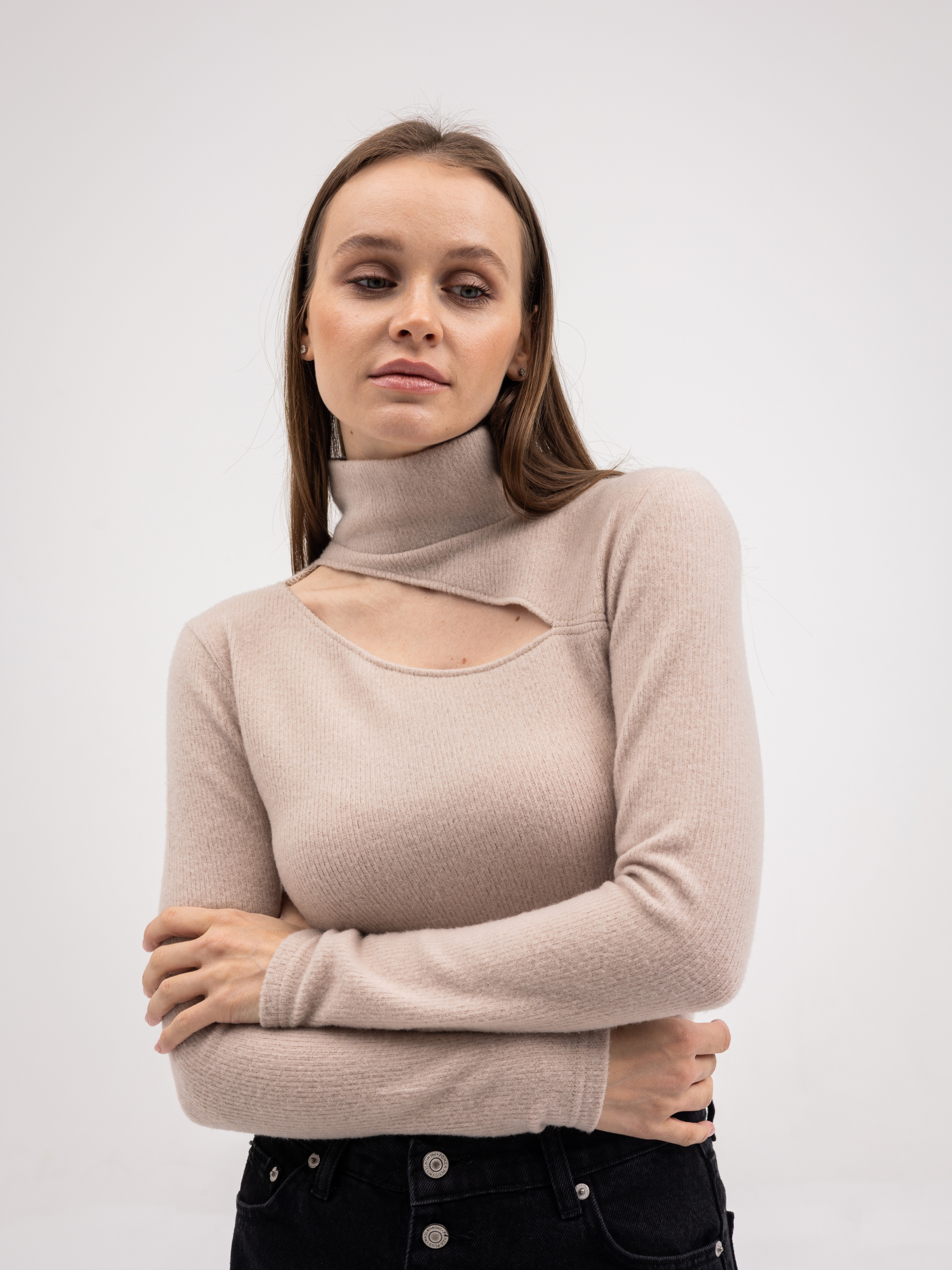 Beige Keri Long Sleeve with Cutout
