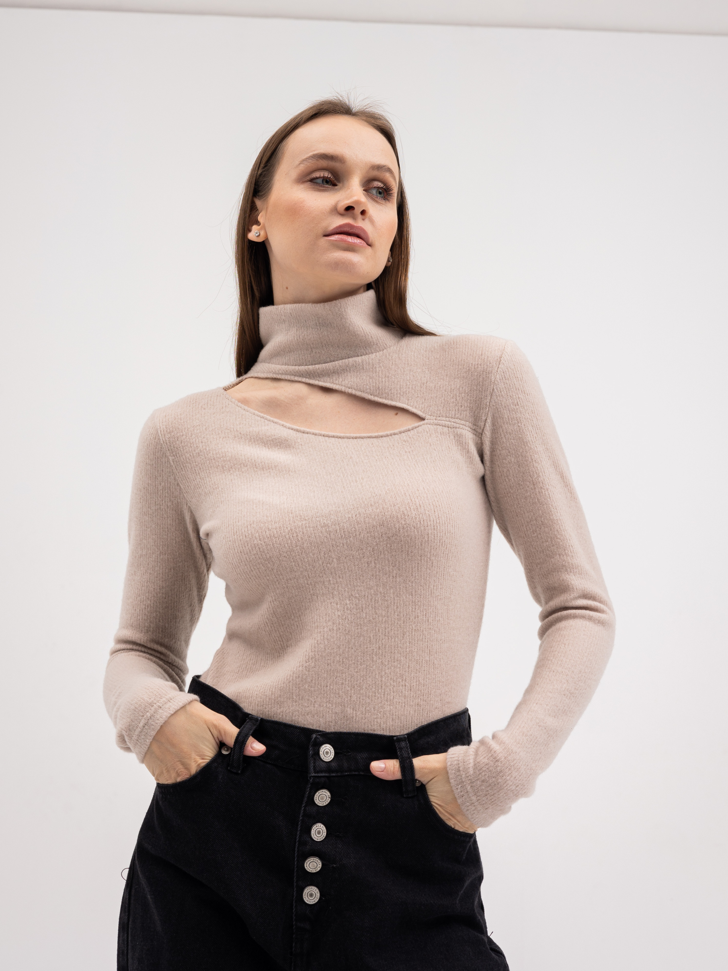 Beige Keri Long Sleeve with Cutout