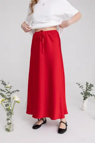 Юбка атлас Сюзанна красная