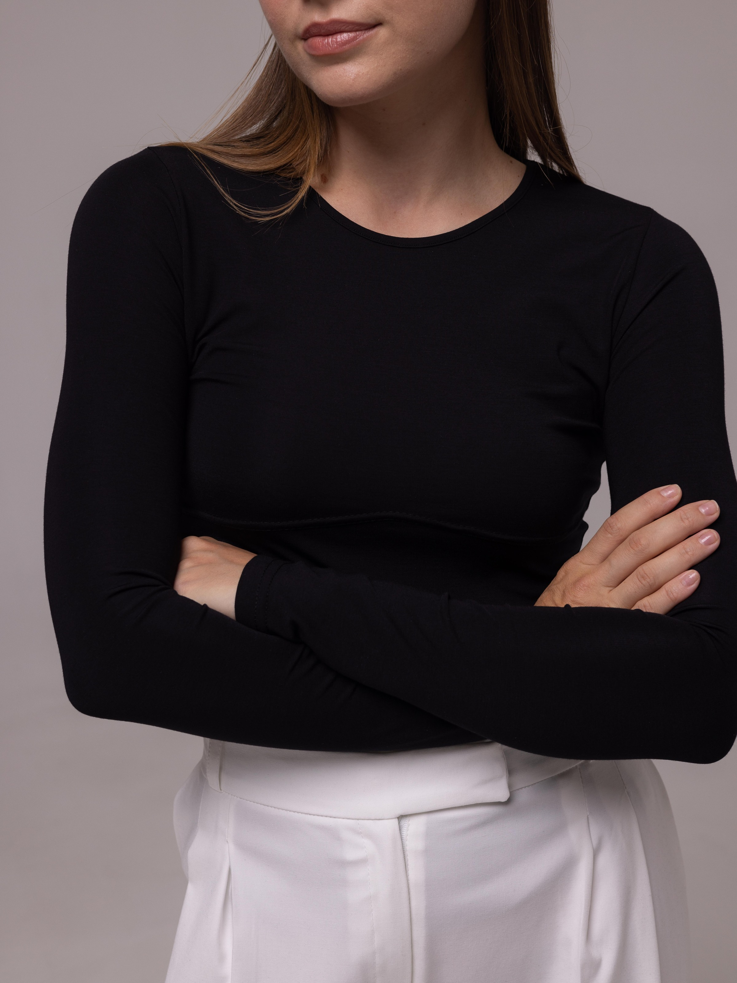 Nicki Long Sleeve Black with Seam