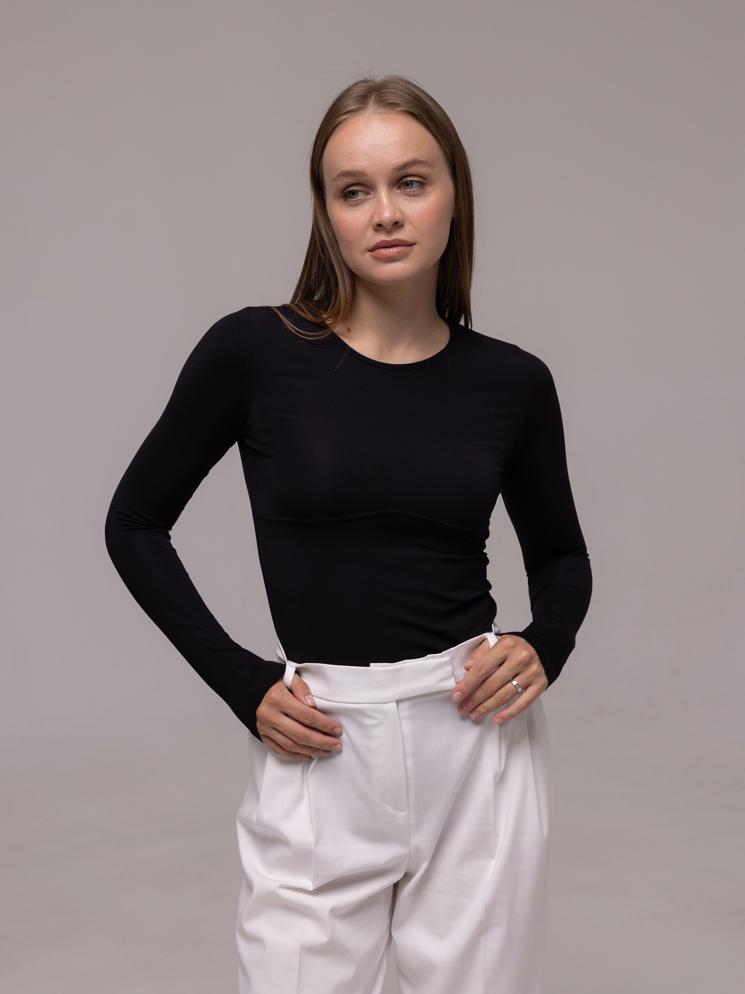 Nicki Long Sleeve Black with Seam