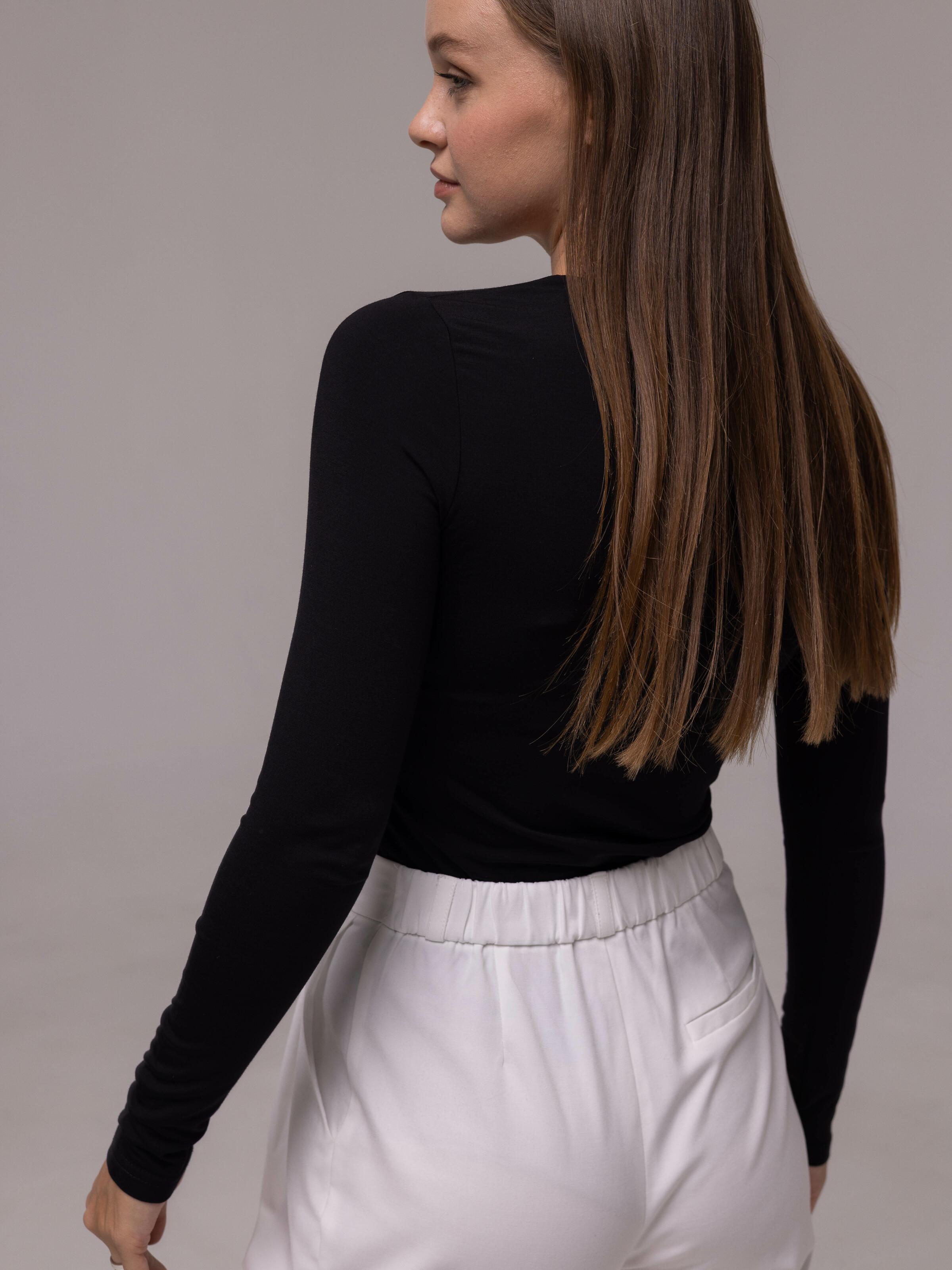 Nicki Long Sleeve Black with Seam