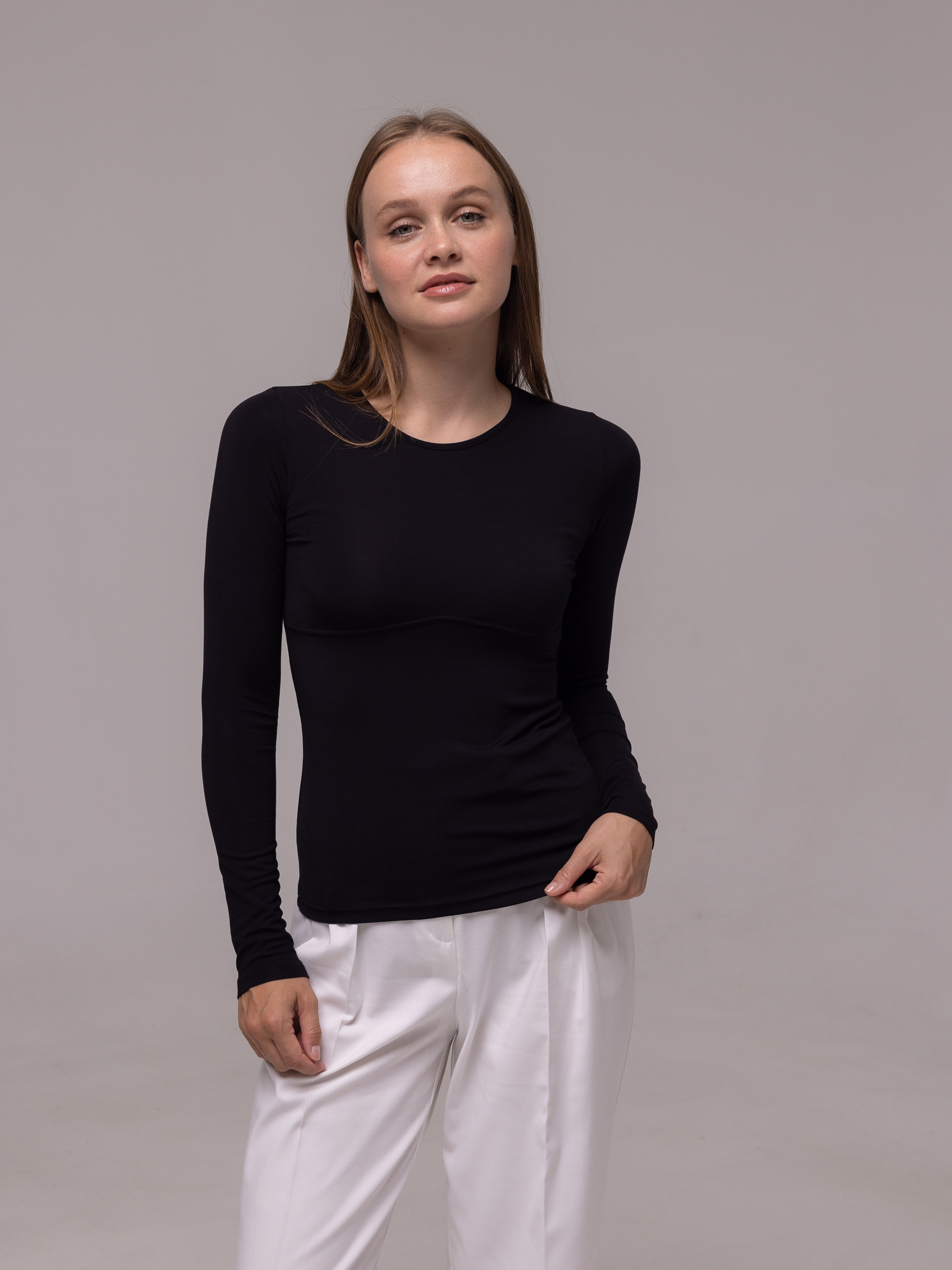 Nicki Long Sleeve Black with Seam