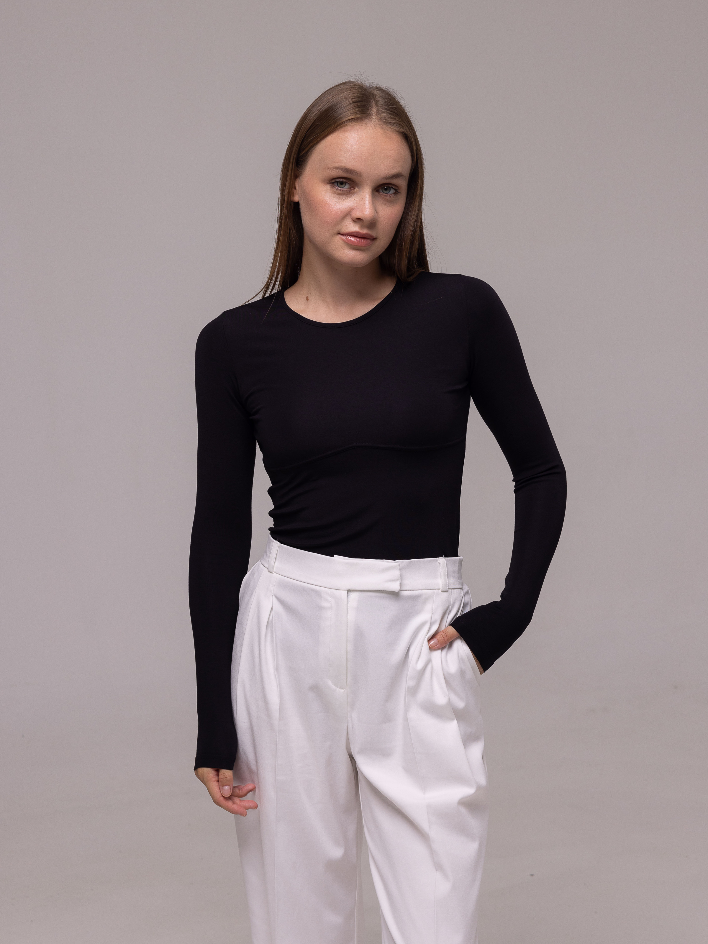 Nicki Long Sleeve Black with Seam