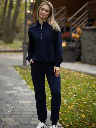 Спортивний костюм з тринитки жіночий ZIPPER REVER синій