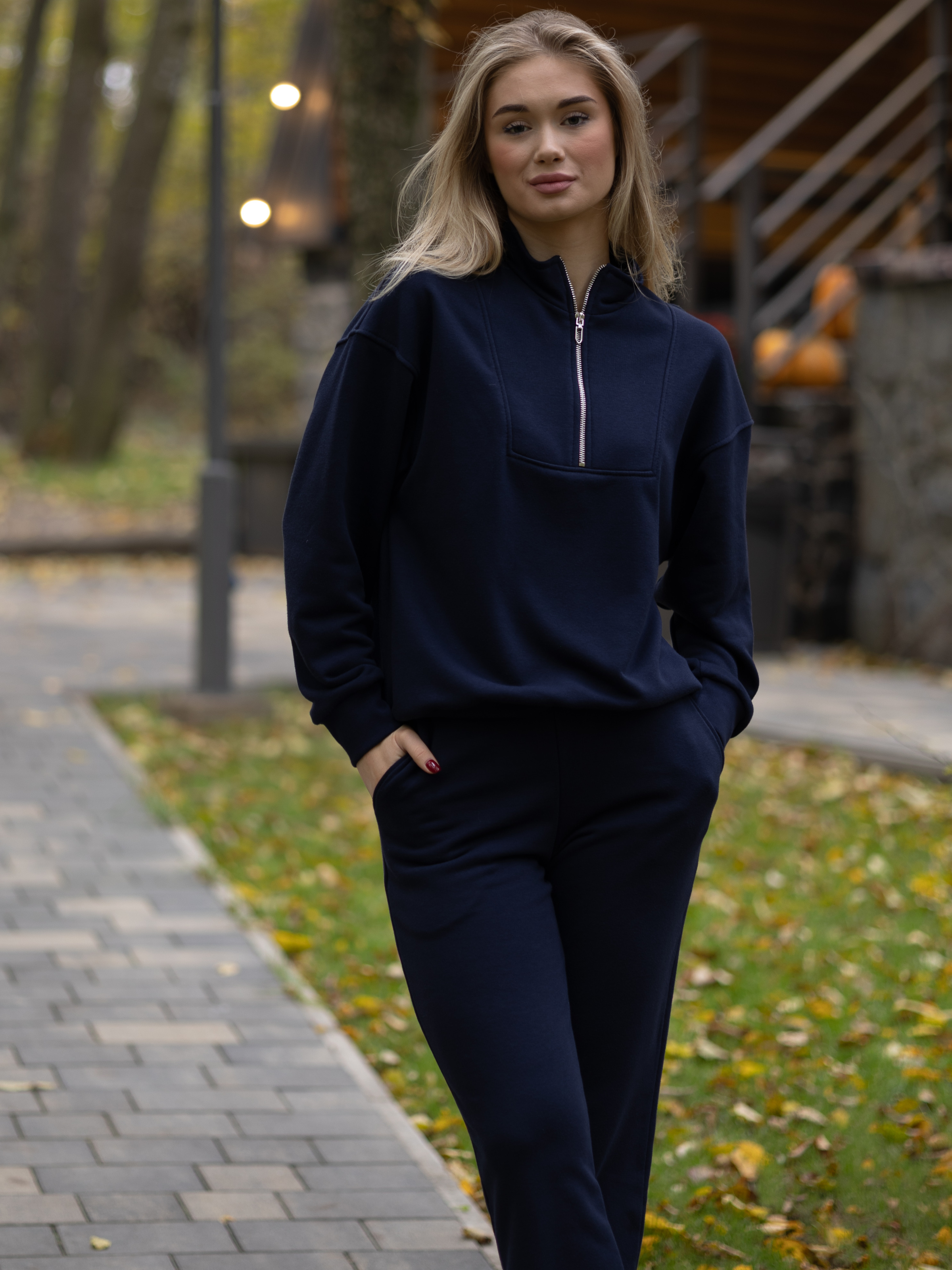Women's Sports Suit from Trinit ZIPPER REVER Navy Blue