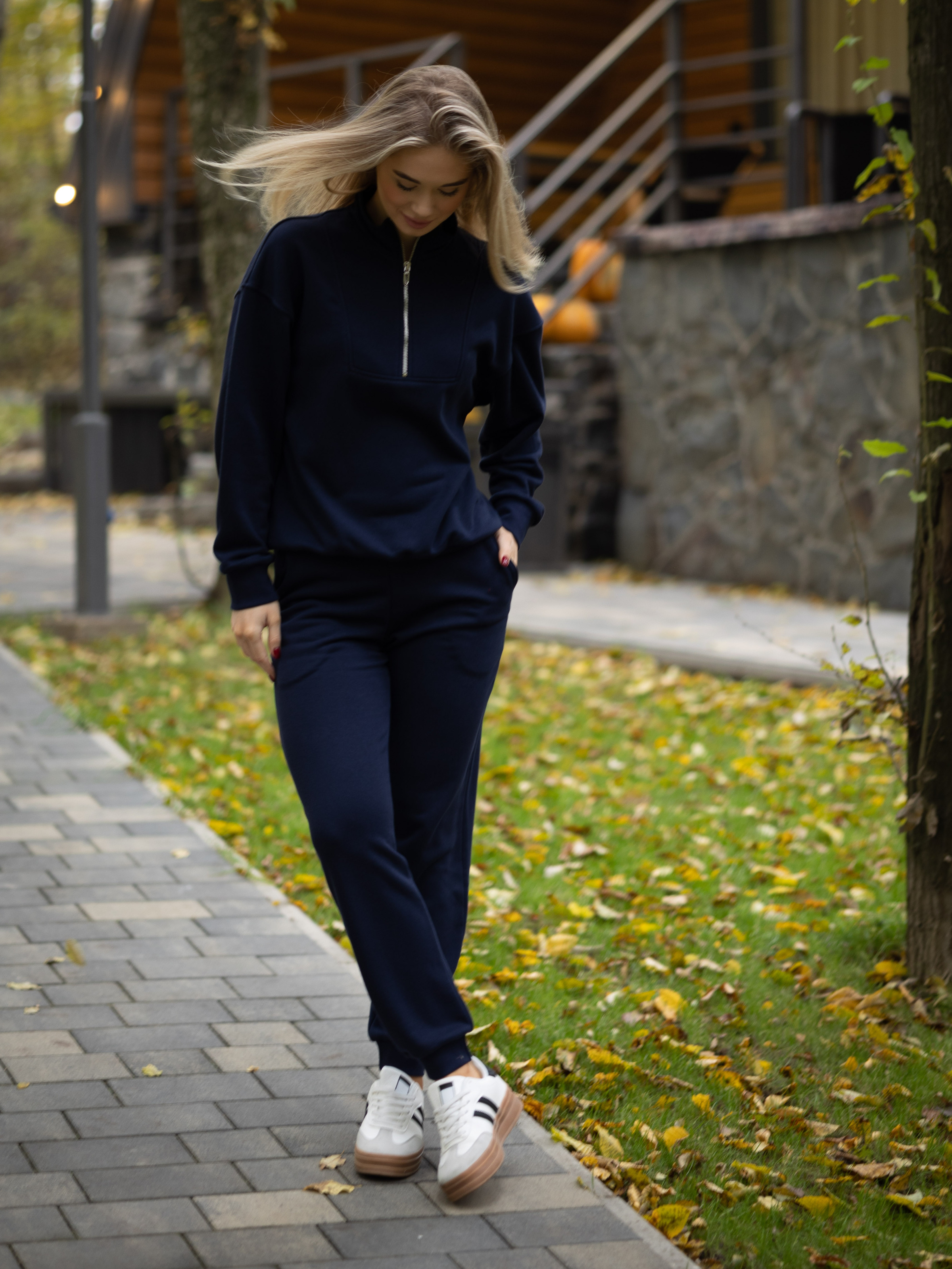 Women's Sports Suit from Trinit ZIPPER REVER Navy Blue