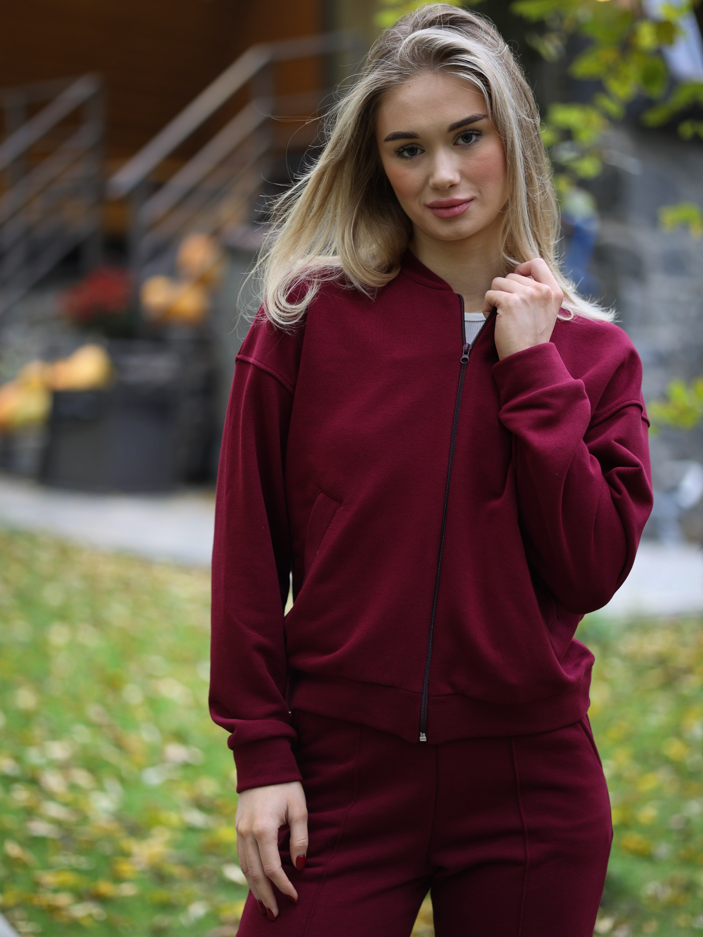 Women's Sports Suit Made of Fleece Chloe REVER Burgundy