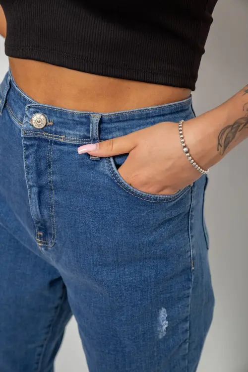 Джинси жіночі однотонні Skinny, колір синій, 244R6055