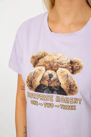 Футболка жіноча з принтом, колір бузковий, 221R5162