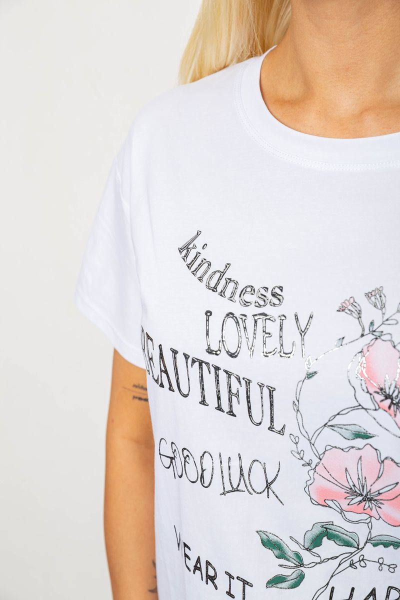 Women's T-shirt with print, white color, 221R2814