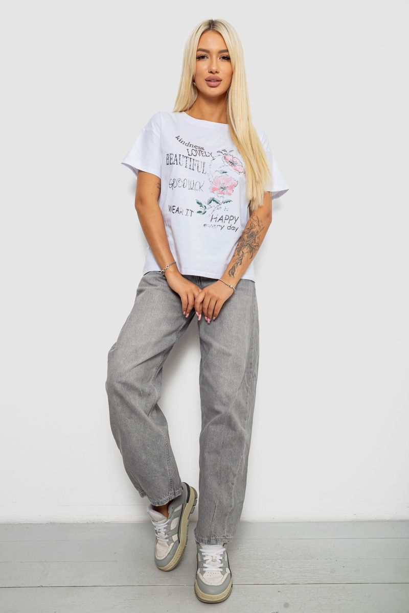 Women's T-shirt with print, white color, 221R2814